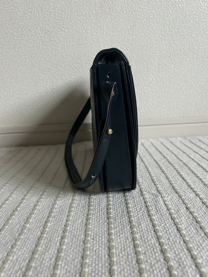 Yves Saint Laurent Navy Oval Cassandre Logo Shoulder Bag