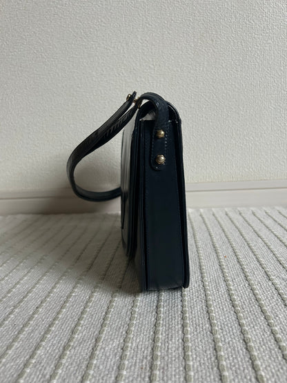 Yves Saint Laurent Navy Oval Cassandre Logo Shoulder Bag