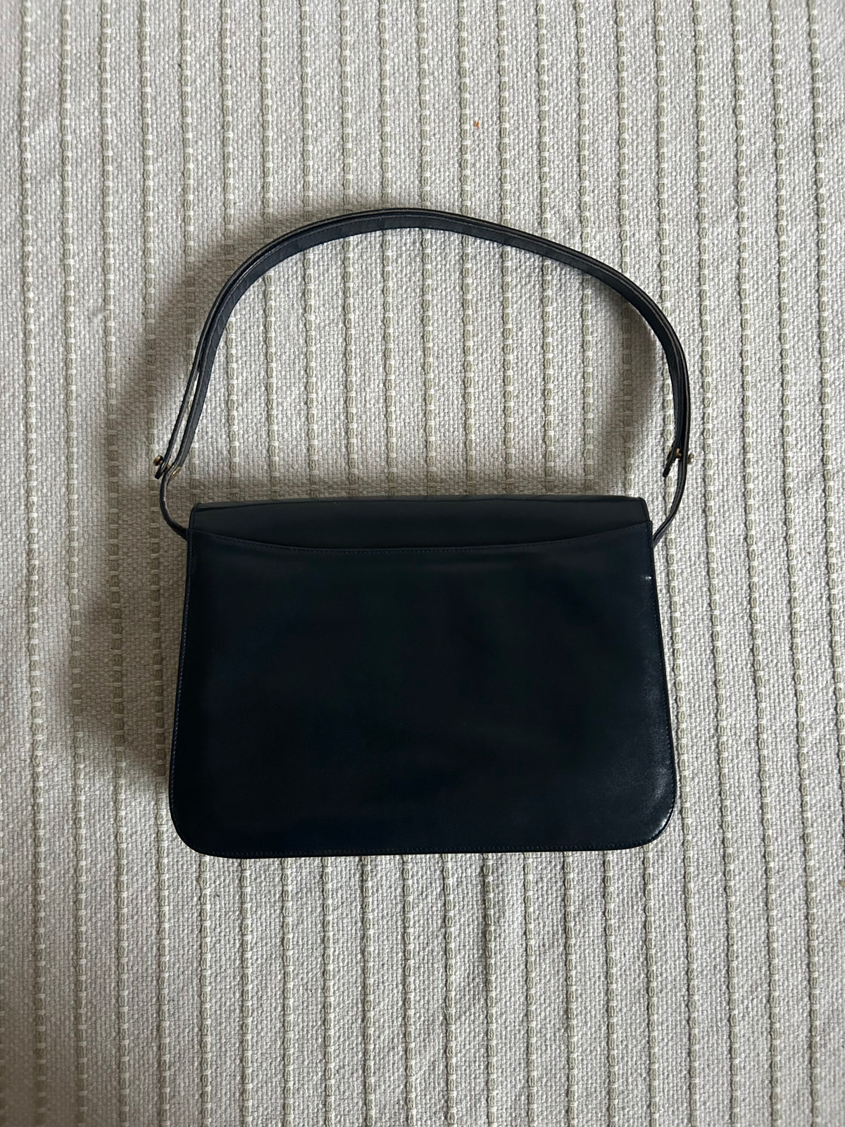 Yves Saint Laurent Navy Oval Cassandre Logo Shoulder Bag