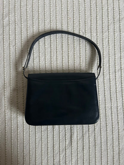 Yves Saint Laurent Navy Oval Cassandre Logo Shoulder Bag