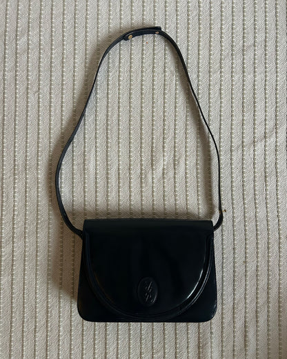Yves Saint Laurent Navy Oval Cassandre Logo Shoulder Bag