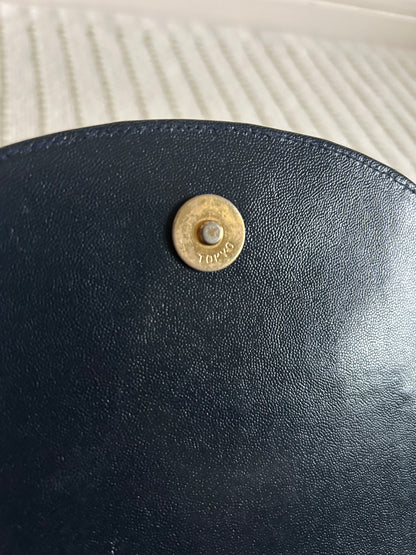 Yves Saint Laurent Navy Oval Cassandre Logo Shoulder Bag