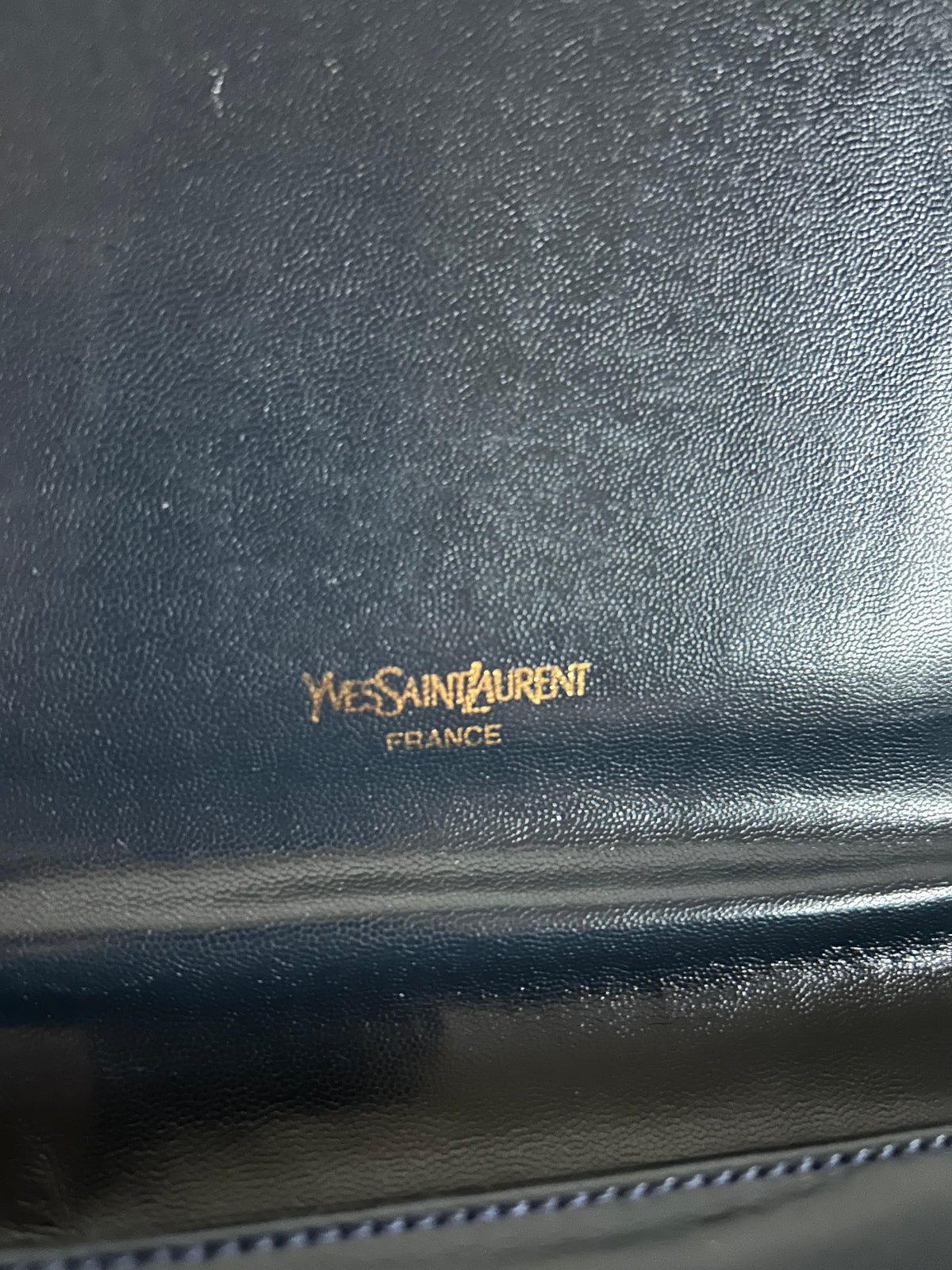 Yves Saint Laurent Navy Oval Cassandre Logo Shoulder Bag