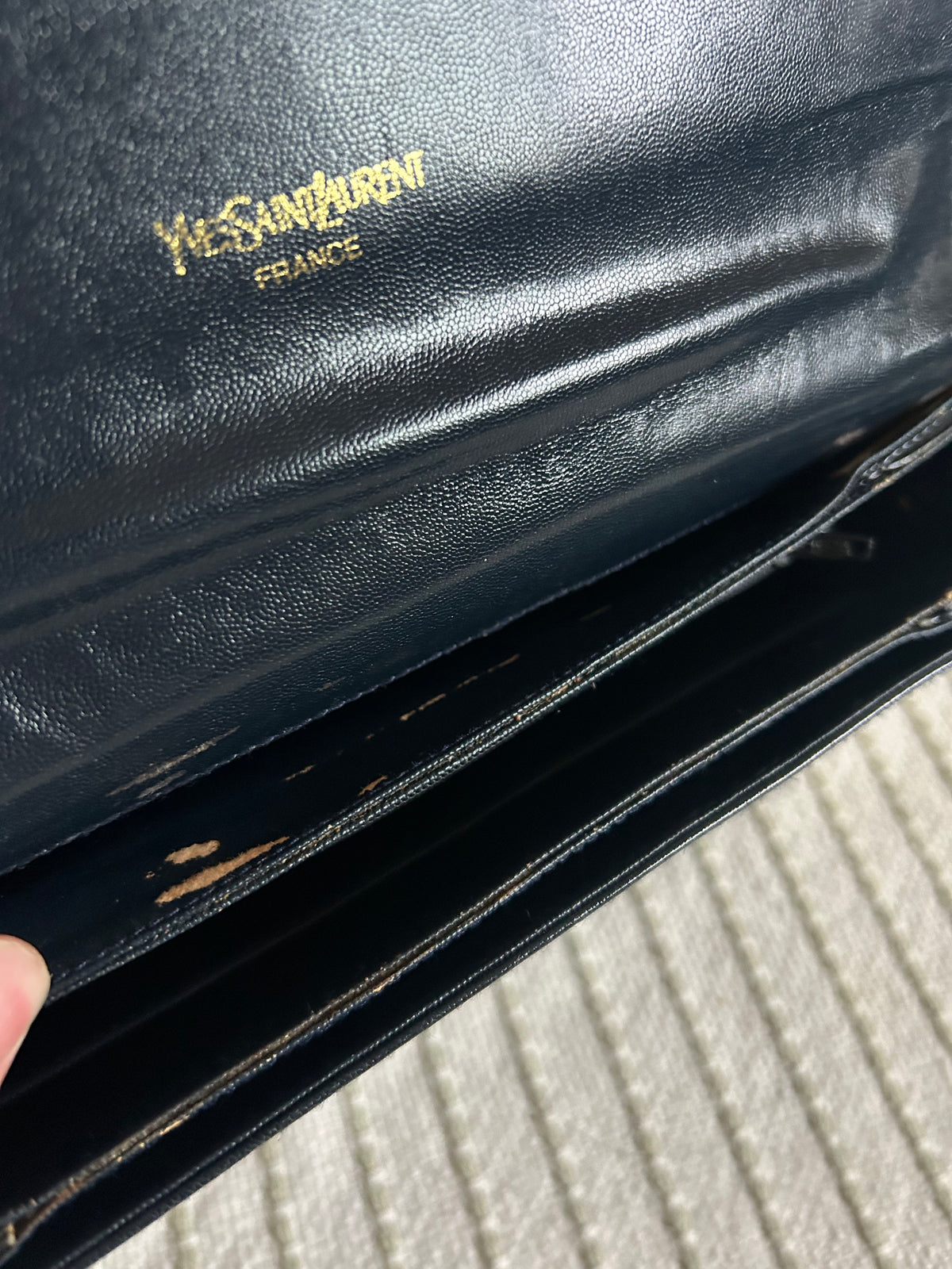 Yves Saint Laurent Navy Oval Cassandre Logo Shoulder Bag
