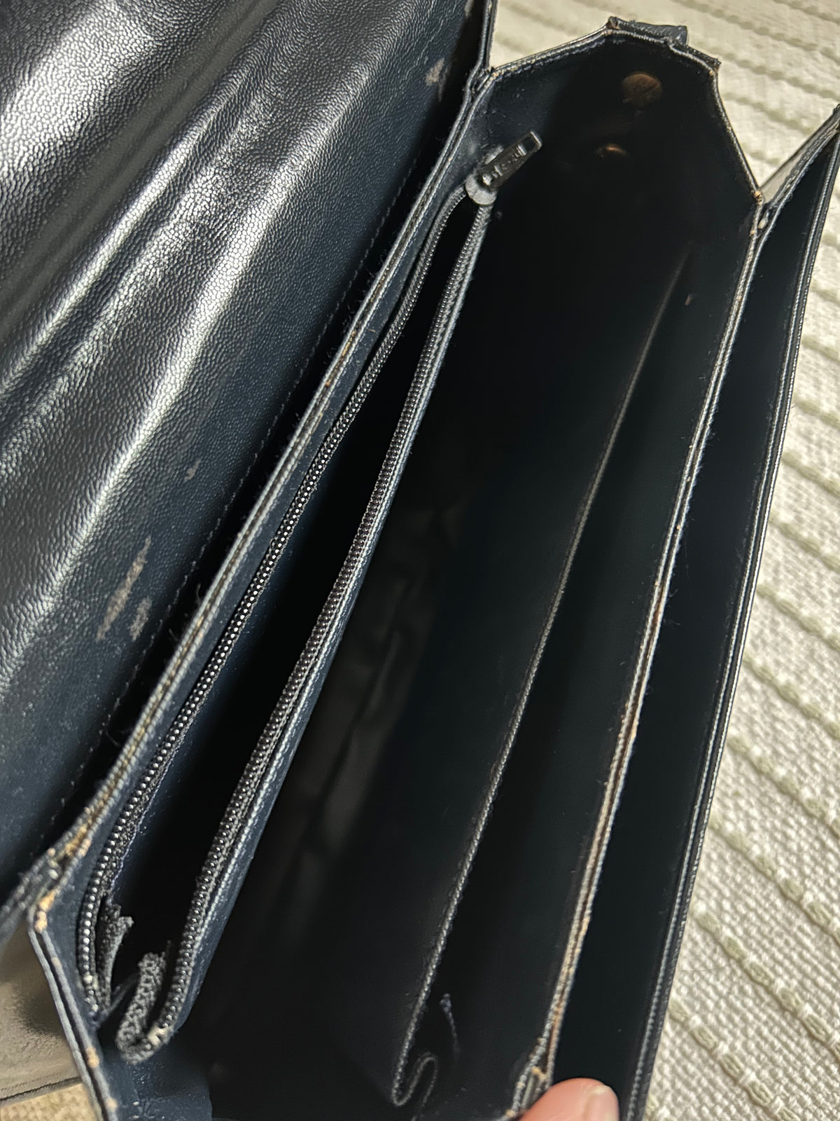 Yves Saint Laurent Navy Oval Cassandre Logo Shoulder Bag