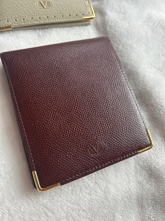Valentino Garavani Dark Brown Bi-Fold Wallet with Coin Compartment
