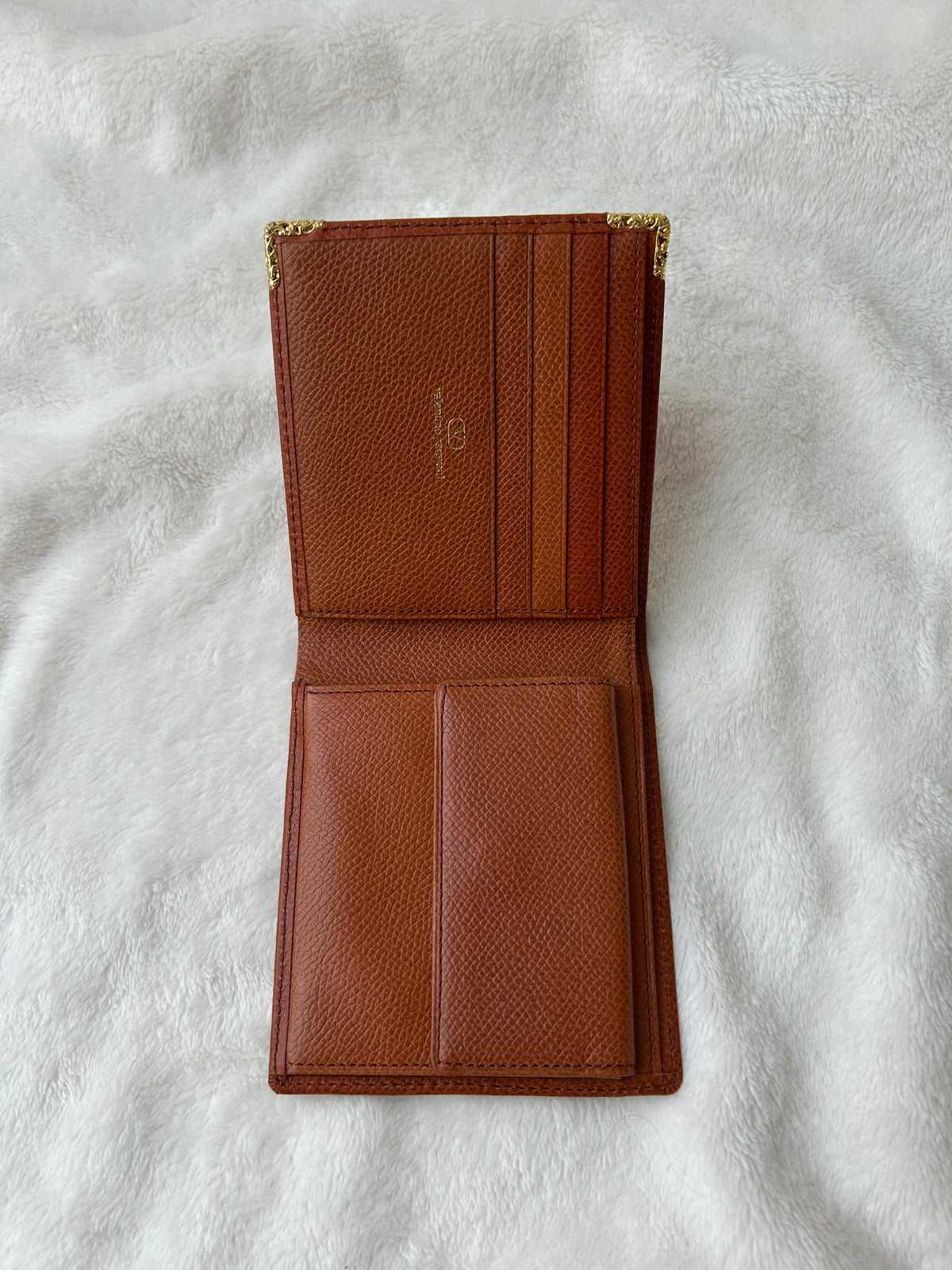Valentino Garavani Cognac Pebbled Leather Wallet