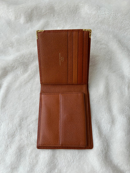 Valentino Garavani Cognac Pebbled Leather Wallet