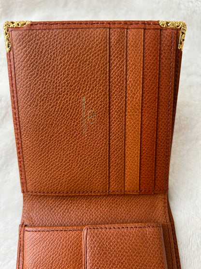 Valentino Garavani Cognac Pebbled Leather Wallet