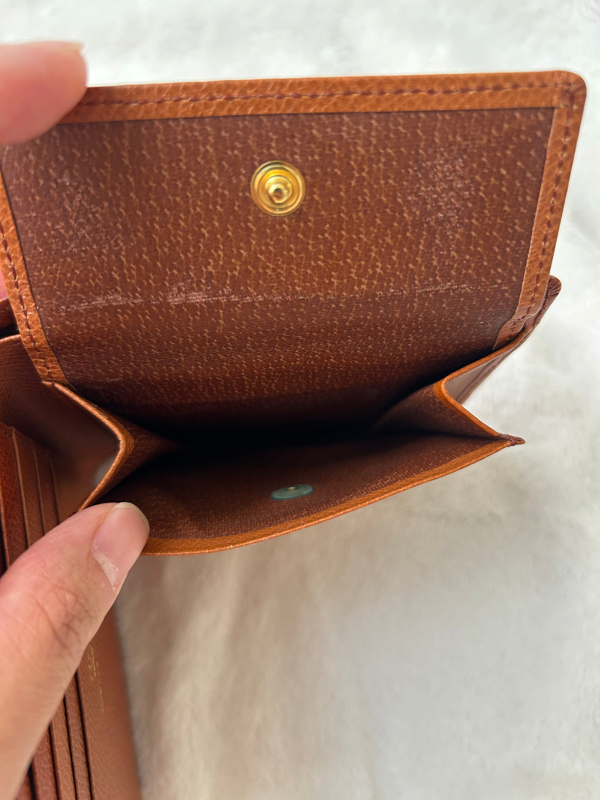 Valentino Garavani Cognac Pebbled Leather Wallet