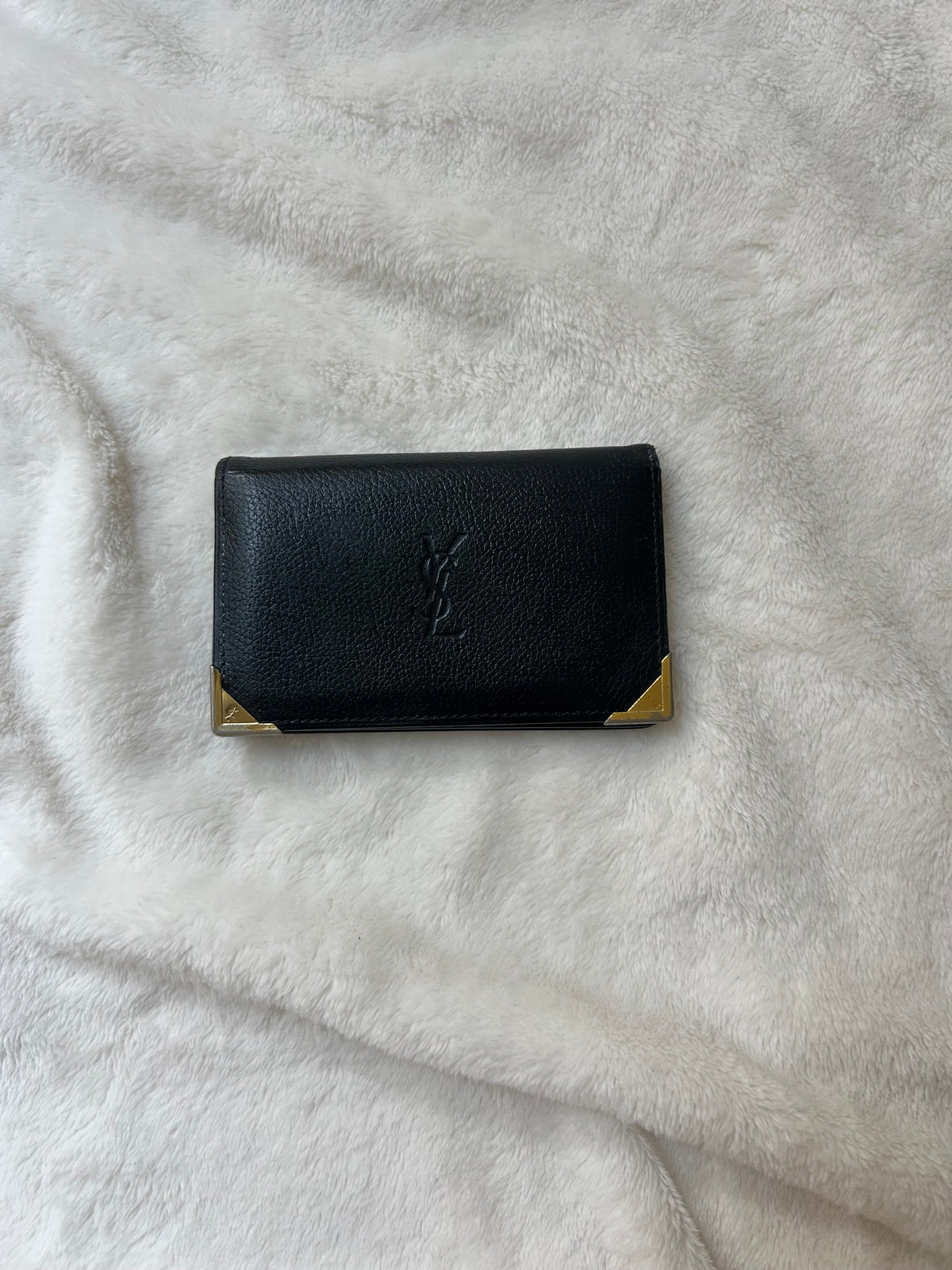 Yves Saint Laurent Small Black Leather Card Holder