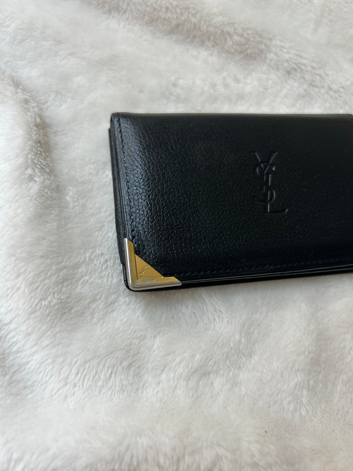 Yves Saint Laurent Small Black Leather Card Holder