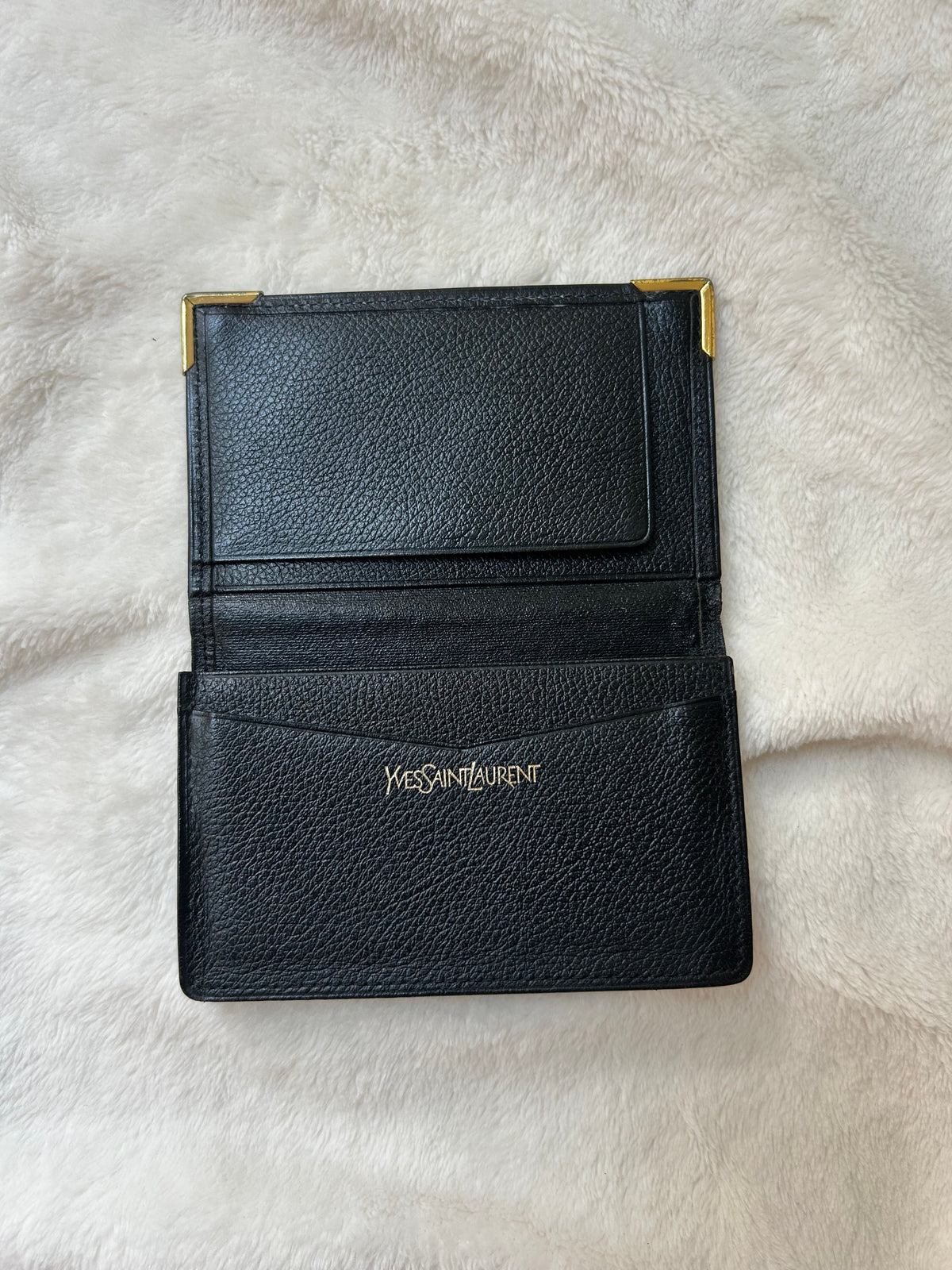 Yves Saint Laurent Small Black Leather Card Holder