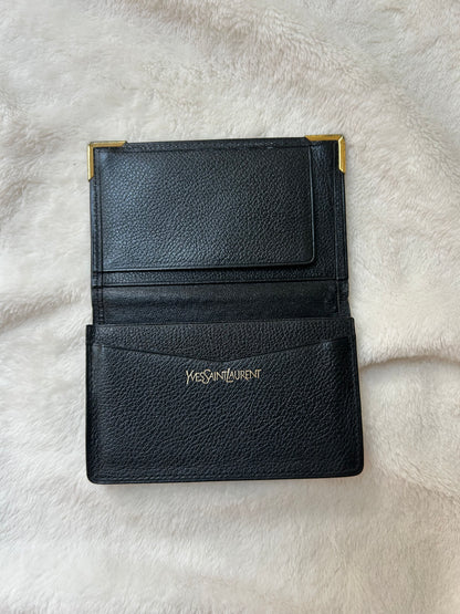 Yves Saint Laurent Small Black Leather Card Holder
