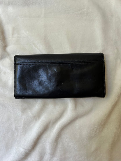 Lanvin Black Leather Long Wallet with Coin Compartment
