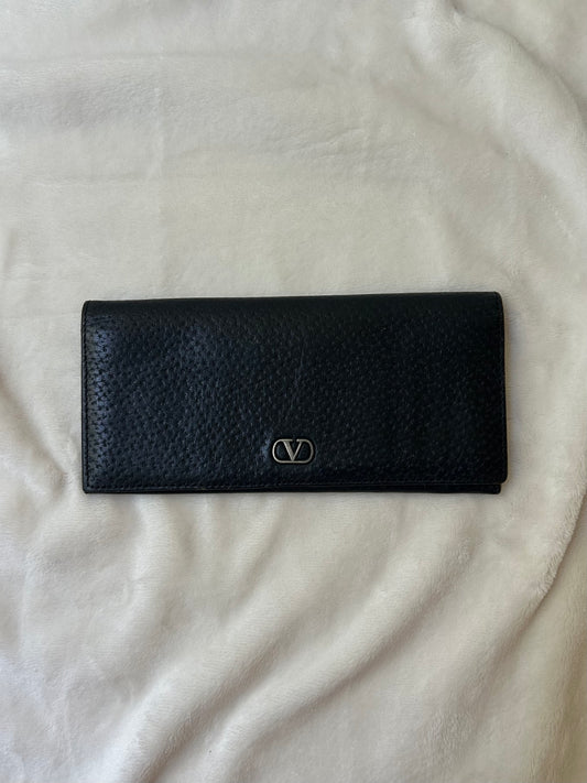 Valentino Garavani Textured Leather Long Wallet with Coin Compartment