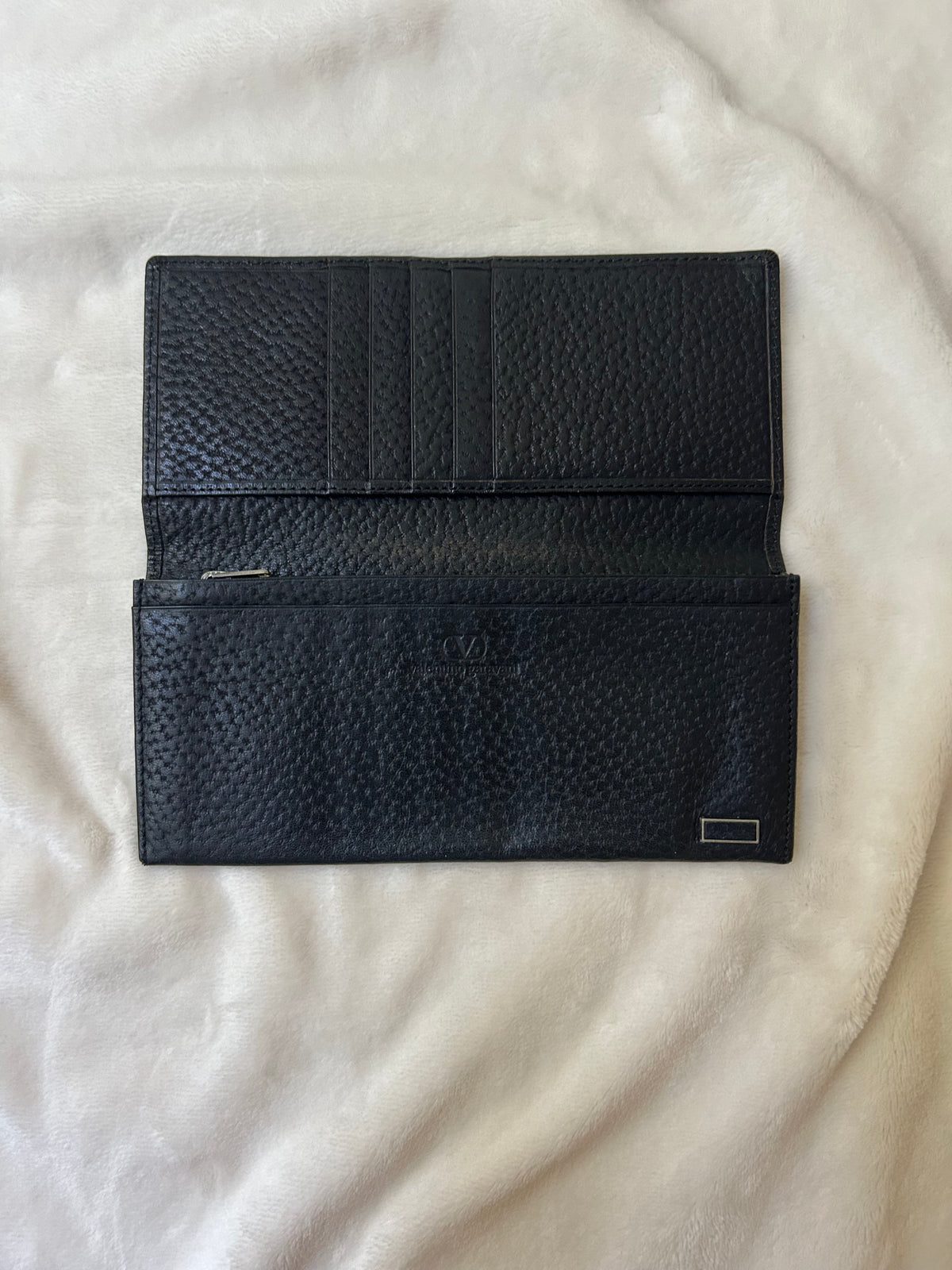 Valentino Garavani Textured Leather Long Wallet with Coin Compartment
