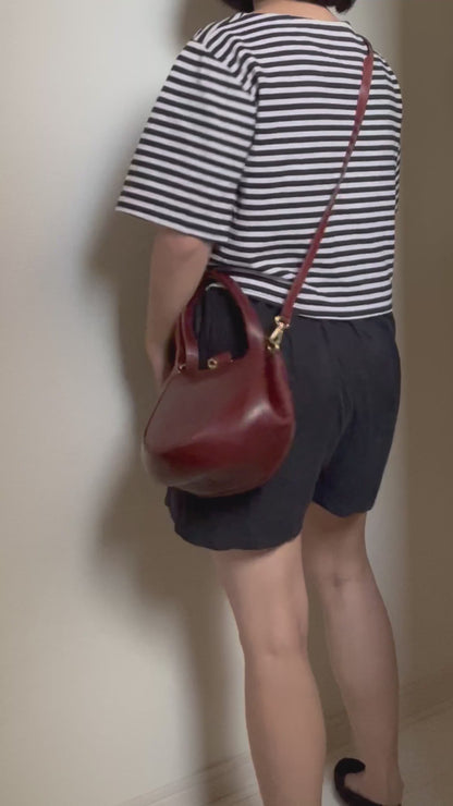 Salvatore Ferragamo Burgundy Three-way Round Bag