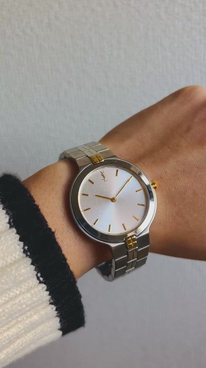 Yves Saint Laurent Vintage Round Watch with Gold-tone Accent