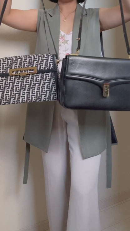 Pierre Balmain Monogram Navy Canvas Bag